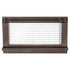 Wall Mounted Mesh Jewelry Organizer, Rustic Brown Wood Chic Earring Holder with Shelf, Hanging Hook for Necklace, Removable Rod for Bracelet Brown