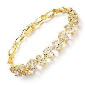 Crystal Bangle for Women White Gold Plated Rhinestone Cubic Zirconia Womens Jewelry (Color: goldwhite)