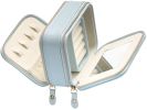 Jewelry Case with Double Zippers and Built-in Mirror Small Size PU Leather for Women and Girls Rings Earrings Necklace Organizer Jewelry Storage Box
