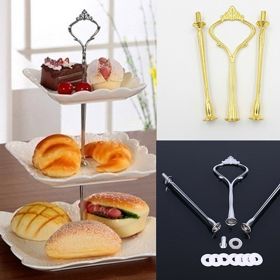 3 Tier Hardware Crown Cake Plate Stand Handle Fitting Wedding Party Table Decor (Color: Black)