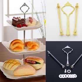 3 Tier Hardware Crown Cake Plate Stand Handle Fitting Wedding Party Table Decor (Color: Black)