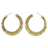 Stud Hoop Earrings Lightweight Vintage Engraved Round Dome Half Large for Women 925 Sterling Silver