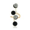 Open Ring with Black and White Resin Stones Womens Fashion