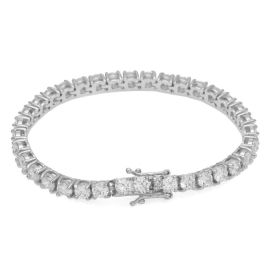 Bracelet Women Sterling Silver Round Cut Tennis Fashion Bracelet CZ Bracelets with Sparking Cubic Zirconia (Color: silver)