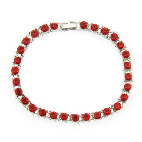 Rhinestones Bracelet Hip Hop Silver/Gold Plated Bling Bling CZ Diamond Link Bracelets Fashion Men Jewelry (Color: silver red)