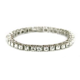Rhinestones Bracelet Hip Hop Silver/Gold Plated Bling Bling CZ Diamond Link Bracelets Fashion Men Jewelry (Color: silver white)