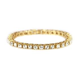 Rhinestones Bracelet Hip Hop Silver/Gold Plated Bling Bling CZ Diamond Link Bracelets Fashion Men Jewelry (Color: gold white)