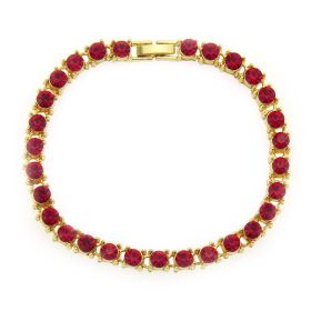 Rhinestones Bracelet Hip Hop Silver/Gold Plated Bling Bling CZ Diamond Link Bracelets Fashion Men Jewelry (Color: gold red)