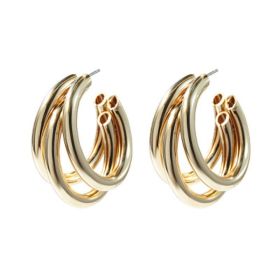C Shaped Multi-Layer Hoop Earrings Stud Geometric Hollow Circle Round Dangle Drop Earrings Fashion Jewelry for Women Girls (Color: Gold)