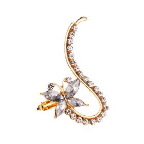 Rhinestone Clip Earrings No Piercing Ear Cuff Studs Ear Clips Jewelry for Women Valentine Mother Day Gift (color/design: gold butterfly)
