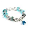 Snake Chain Bracelet Silver-Toned Glass Crystal Beads Crown Beads Heart Charm Bracelet Fashion Jewelry
