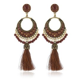 Vintage Bohemian Tassel Earrings Ethnic Jewelry Earrings Fashion Dangle Earrings (Color: brown)