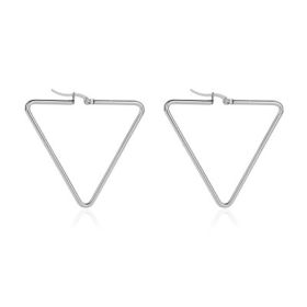 Triangle Hoop Women Earrings Fine Ear Hoops Jewelry Gifts for Her (Color: silver)