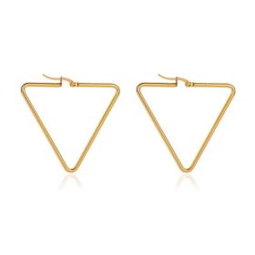 Triangle Hoop Women Earrings Fine Ear Hoops Jewelry Gifts for Her (Color: Gold)