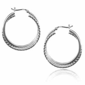 Sterling Silver Double Twisted Hoop Earrings (SKU: H2936)