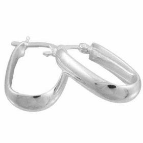 Sterling Silver Oval Hoop Earrings (SKU: H2114)