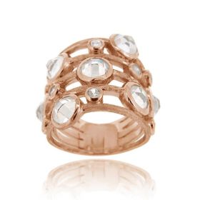 18K Rose Gold over Sterling Silver CZ Brushed Fashion Ring (SKU: RRG12007-11)