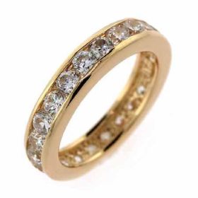 18K Gold over Sterling Silver CZ Eternity Wedding Band Ring (SKU: RG1574-10)
