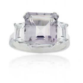 Sterling Silver Rose DeFrance & CZ Ring (SKU: R10506RDF-5)
