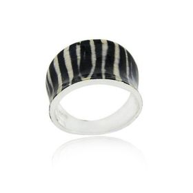Sterling Silver Enamel Zebra Print Ring (SKU: R11115M6-5)