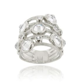 Sterling Silver CZ Brushed Fashion Ring (SKU: R12007-6)