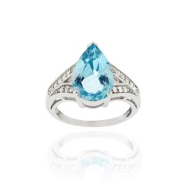 Sterling Silver 6.30ct. TGW Blue Topaz & CZ Teardrop Ring (SKU: R11859BT-5)