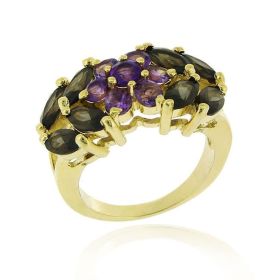 18k Gold Over Sterling Silver Floral Genuine Spinel Ring (SKU: RG11058M10-6)