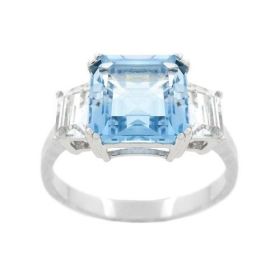 Sterling Silver 3-Stone 4.20ct. TGW Blue Topaz & CZ Ring (SKU: R10506BT-10)