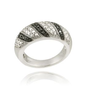 Sterling Silver Black Diamond Accent Striped Ring (SKU: R12147M4-5)