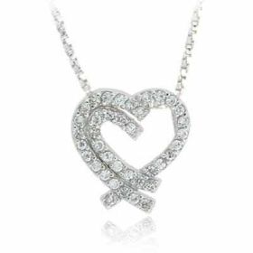 Sterling Silver Simulated Diamond CZ Heart Pendant (SKU: P3001)