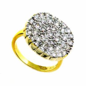 18K Gold over Sterling Silver CZ Pave Circle Ring (SKU: RG4419-7)