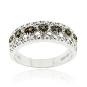 Sterling Silver 1/10ct TDW Black Diamond Band Ring (SKU: R11912M4-8)