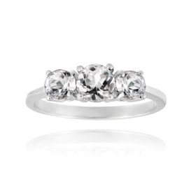 Sterling Silver 1.2ct White Topaz Three Stone Ring (SKU: R12274WT-7)