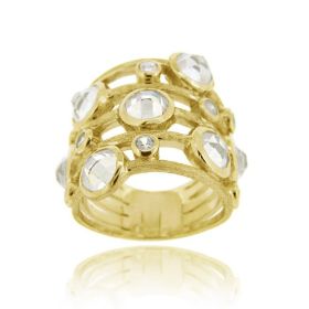 18K Gold over Sterling Silver CZ Brushed Fashion Ring (SKU: RG12007-11)