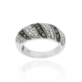 Sterling Silver .11ct TDW Champagne Diamond Swirl Ring (SKU: R11178M6-7)