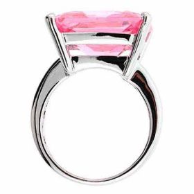 Sterling Silver Pink Cubic Zirconia Chunky Square Ring (SKU: R4401LPZ-7)
