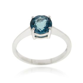 Sterling Silver London Blue Topaz Solitaire Round Ring (SKU: R11886LBT-5)