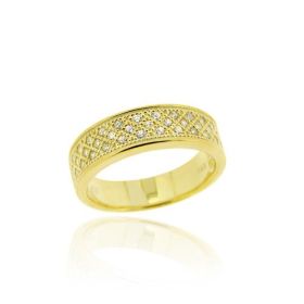 18K Gold over Sterling Silver CZ Micro Pave Band Ring (SKU: RG11677-5)
