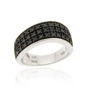 Sterling Silver .45ct TDW Black Diamond Wave Band Ring (SKU: R11951M4-7)