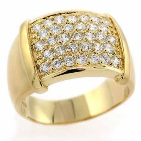 18K Gold over Sterling Silver CZ Pave Bold Mens Ring (SKU: RG8102-11)