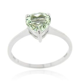 Sterling Silver Green Amethyst Solitaire Heart Ring (SKU: R11885GA-9)