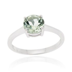 Sterling Silver Green Amethyst Solitaire Round Ring (SKU: R11886GA-7)