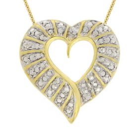 18K Gold over Sterling Silver Diamond Heart Pendant (SKU: PG10479)