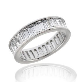 Sterling Silver Baguette-Cut CZ Bridal Wedding Band (SKU: R10829-8)