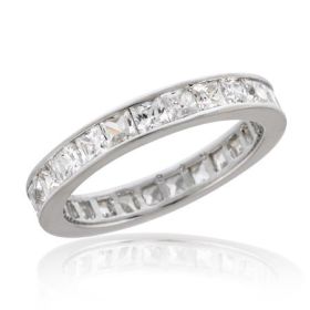 Sterling Silver Princess-Cut CZ Bridal Wedding Band (SKU: R10832-6)