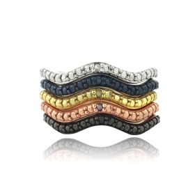 Multi Color Diamond Accents Stackable Wave Ring Set (SKU: RTBR13810M41-7)