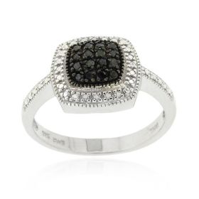 Sterling Silver 1/5ct TDW Black Diamond Square Ring (SKU: R10470M4-5)