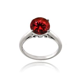 Sterling Silver 2.25ct Created Ruby Round Solitaire Ring (SKU: R13541R1-7)