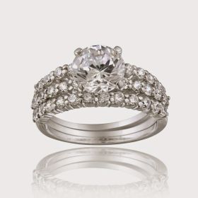 Sterling Silver Round CZ Bridal Engagement Stackable Ring Set (SKU: R10817-9)