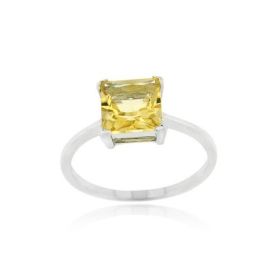 Sterling Silver Citrine Solitaire Square Ring (SKU: R11887C-10)